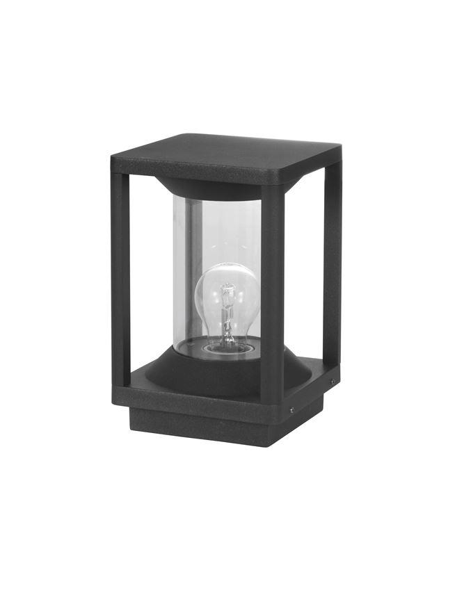 Nova Luce Venkovní sloupkové svítidlo LOEVE antracitový hliník a čirý akryl E27 1x12W IIP65