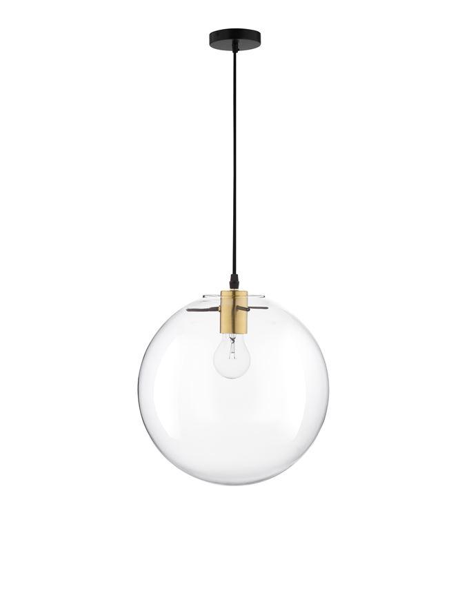 Nova Luce Závěsné svítidlo MIRALE zlatý kov čiré sklo a černý PVC kabel E27 1x12W