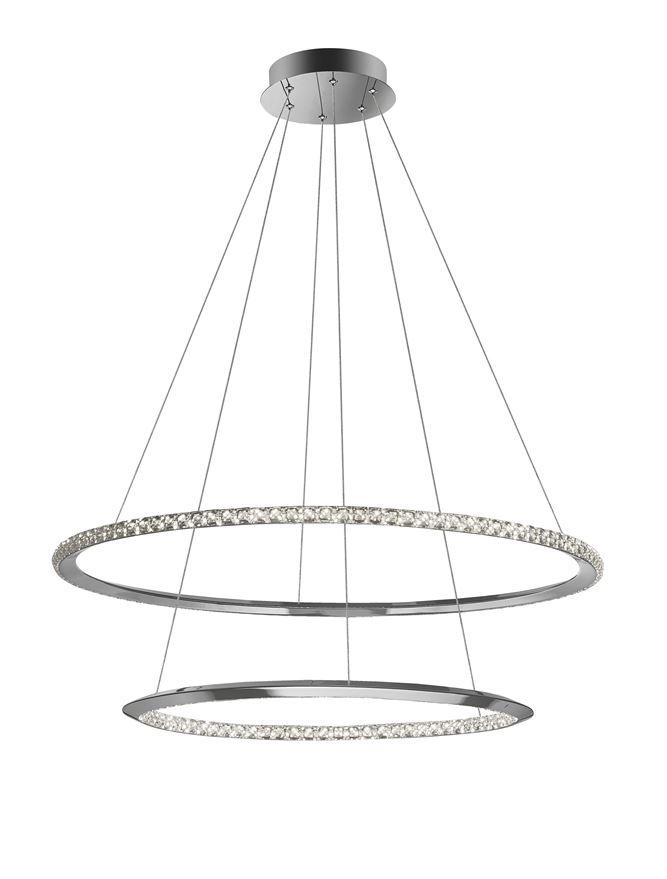Nova Luce Závěsné svítidlo NETUNO chromovaný hliník a křišťál nastavitelné LED 50W 3000K stmívatelné