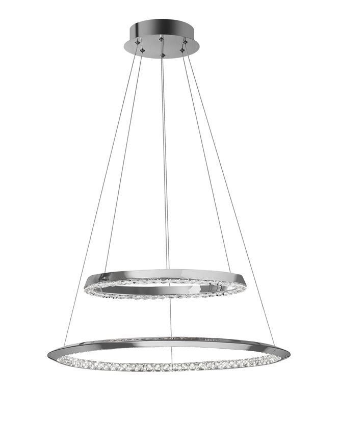 Nova Luce Závěsné svítidlo NETUNO chromovaný hliník a křišťál nastavitelné LED 36W 3000K stmívatelné