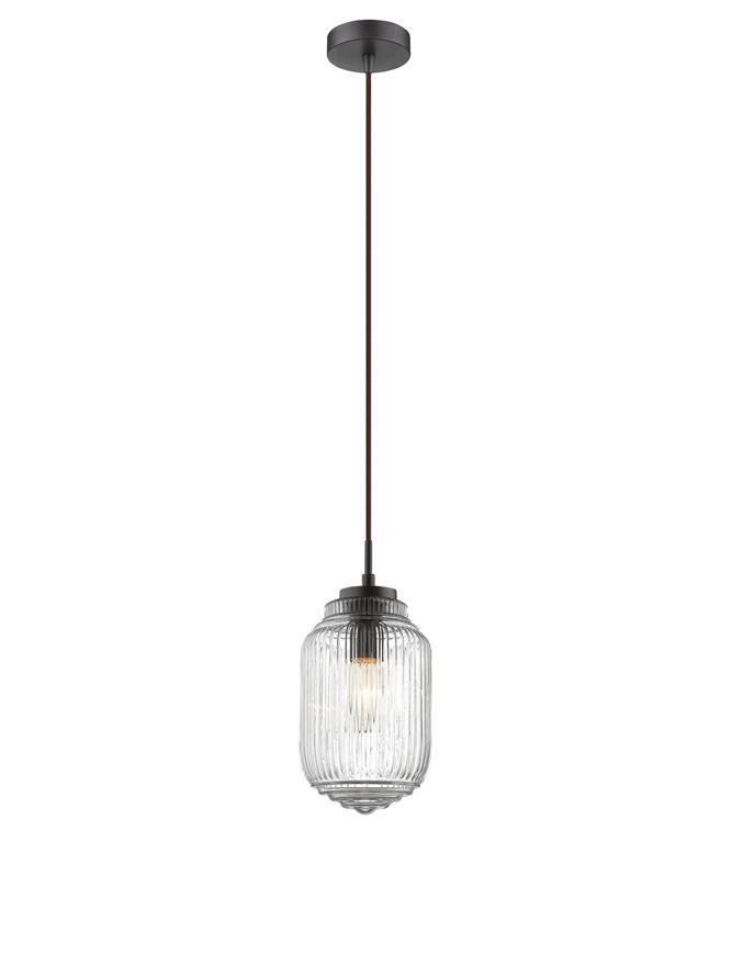 Nova Luce Závěsné svítidlo NORD čiré sklo hnědá kovová základna E14 1x5W