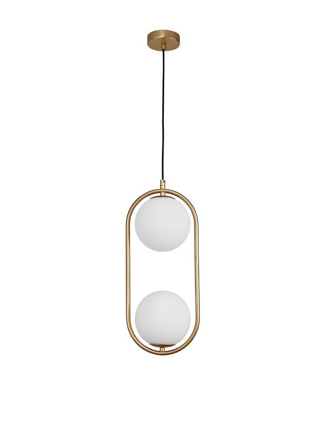 Nova Luce Závěsné svítidlo OBITAR opálové sklo mosazný zlatý kov G9 2x5W