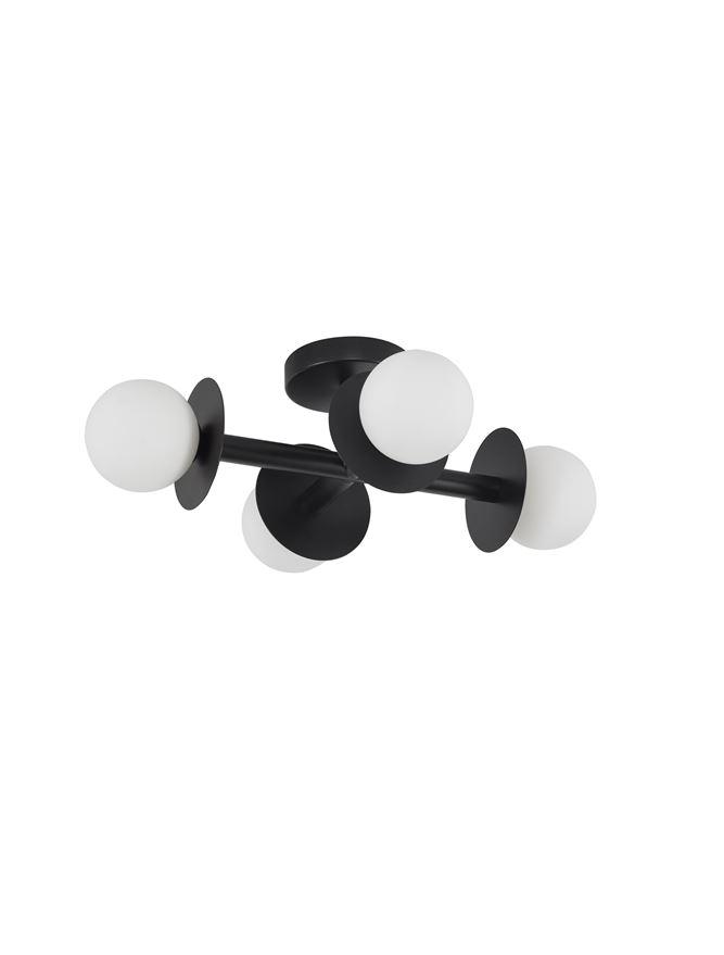 Nova Luce Stropní svítidlo PIELO, 51cm, opálové sklo G9 4x5W Barva: Černá