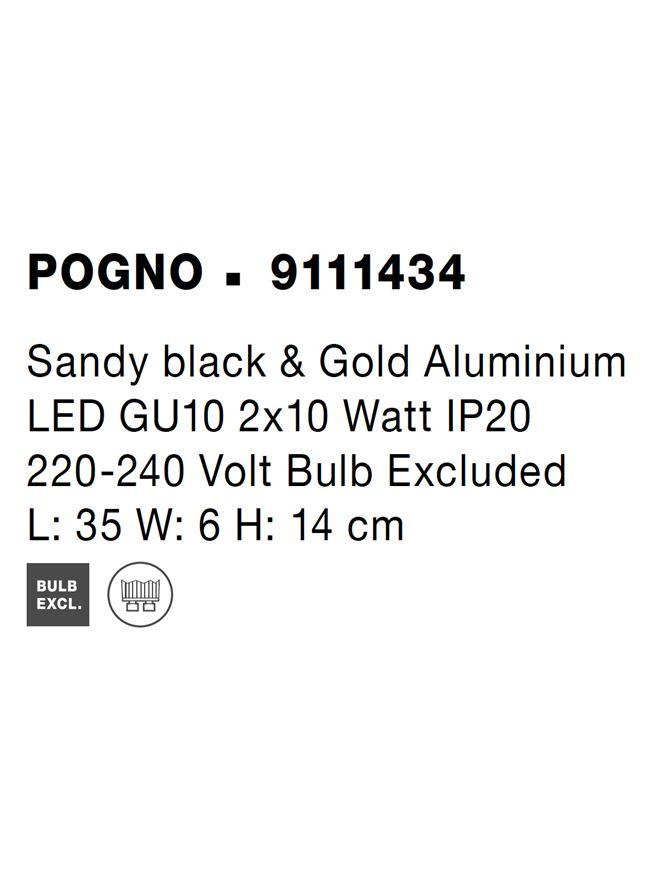 Nova Luce Bodové svítidlo POGNO černá a zlatý hliník GU10 2x10W