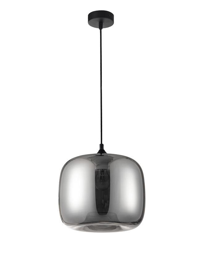 Nova Luce Závěsné svítidlo SAVAZ chromové sklo černý kov černý kabel E27 1x12W