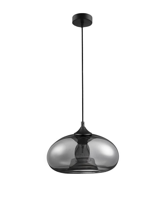 Nova Luce Závěsné svítidlo SAVAZ chromové sklo černý kov černý kabel E27 1x12W
