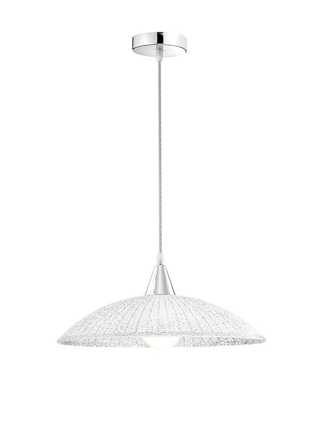 Nova Luce Závěsné svítidlo SHELL chromovaný kov bílá a čiré strukturované sklo E27 1x12W
