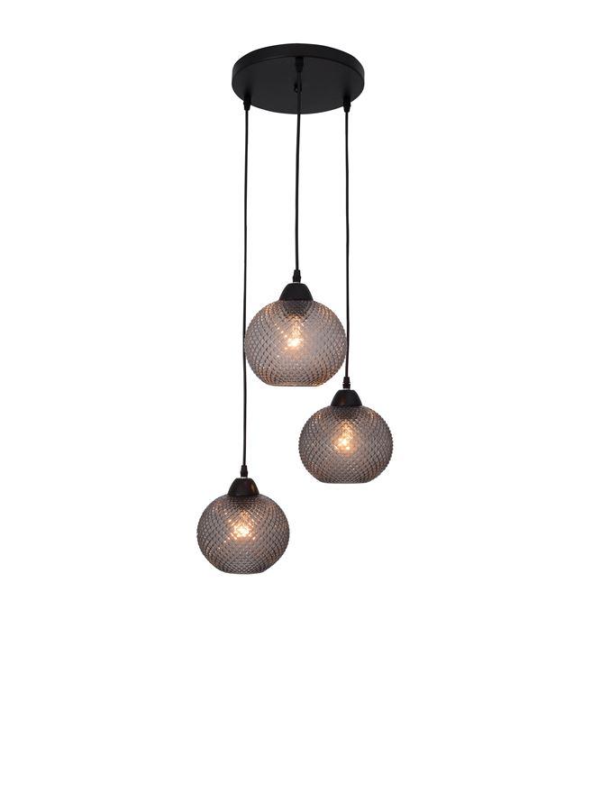 Nova Luce Závěsné svítidlo VIENTI tmavě šedé sklo, 30cm, E27 3x12W