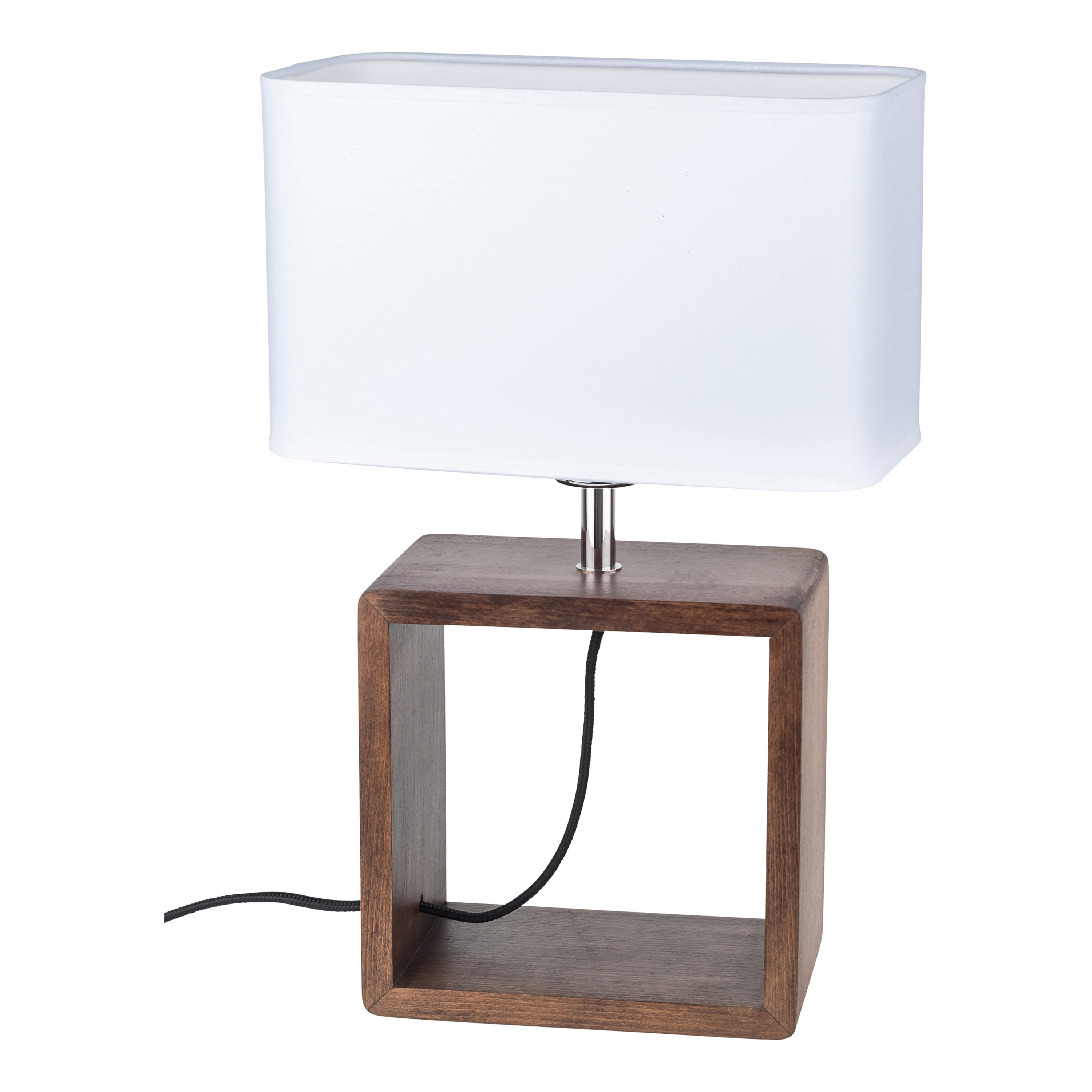 Levně BRITOP Stolní lampa CADRE, 1xE27, v. 45 cm Barva stínidla: Bílá látka, Barva podstavy: Bukové dřevo