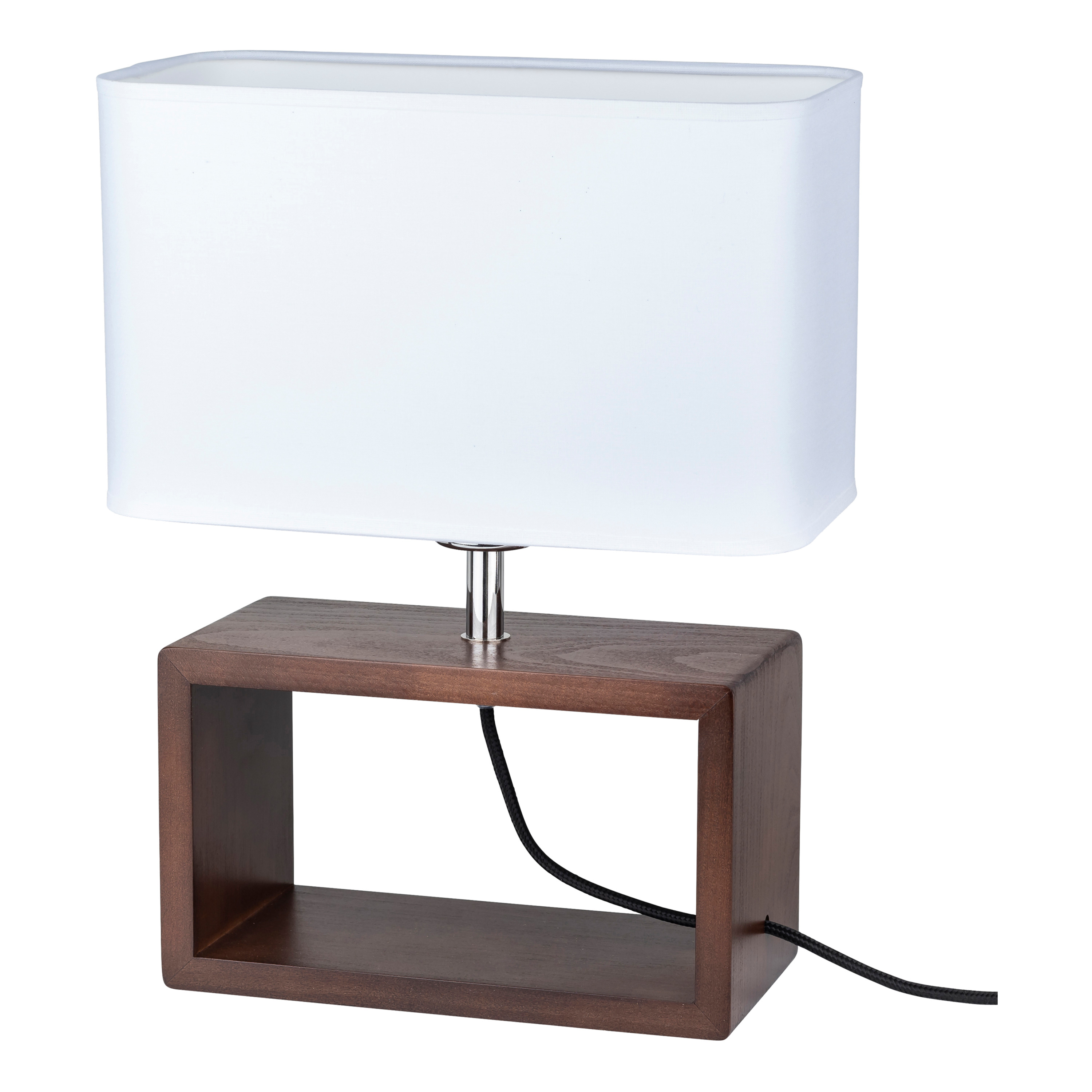 Levně BRITOP Stolní lampa CADRE, 1xE27, v. 38 cm Barva stínidla: Bílá látka, Barva podstavy: Bukové dřevo