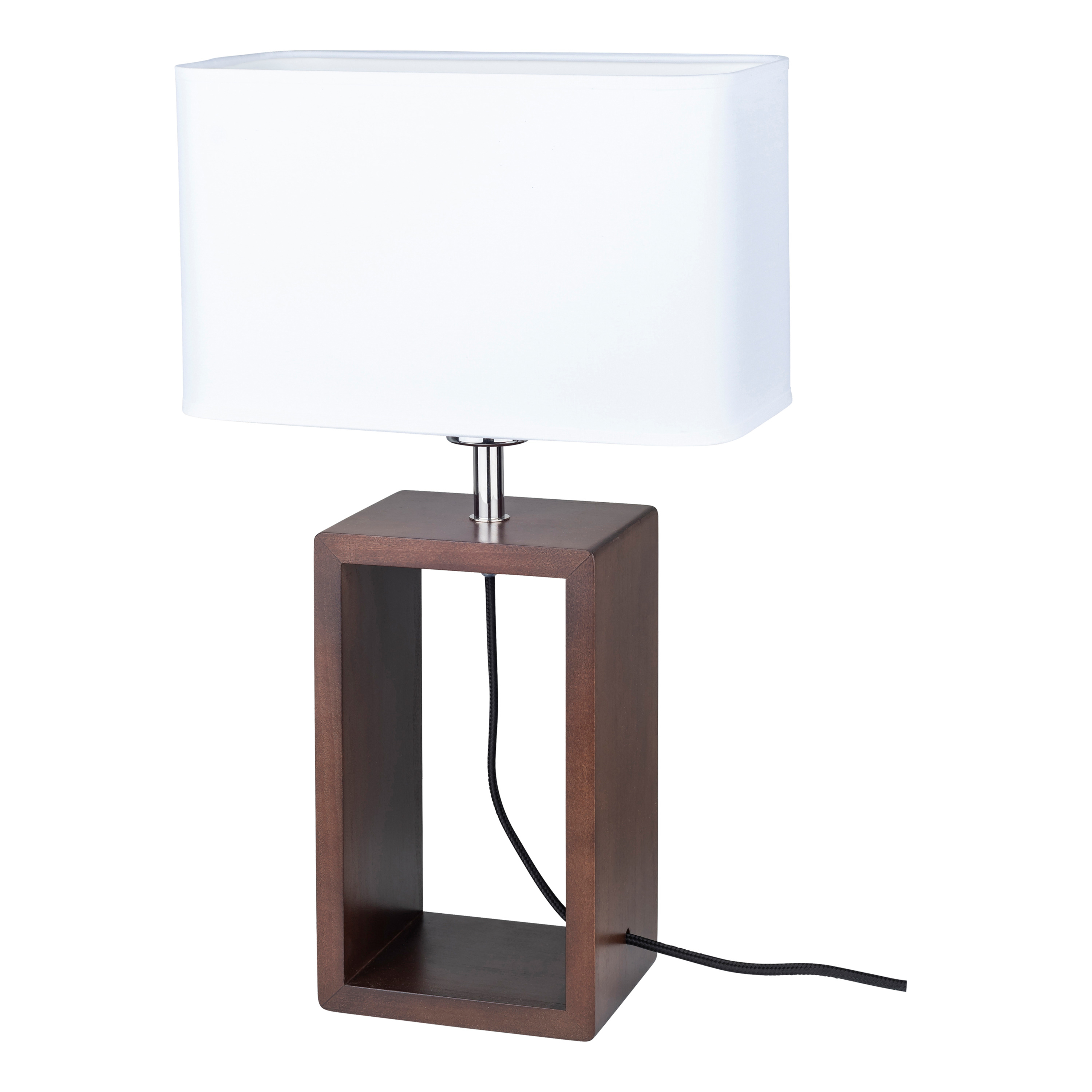 Levně BRITOP Stolní lampa CADRE, 1xE27, v. 48 cm Barva stínidla: Bílá látka, Barva podstavy: Bukové dřevo