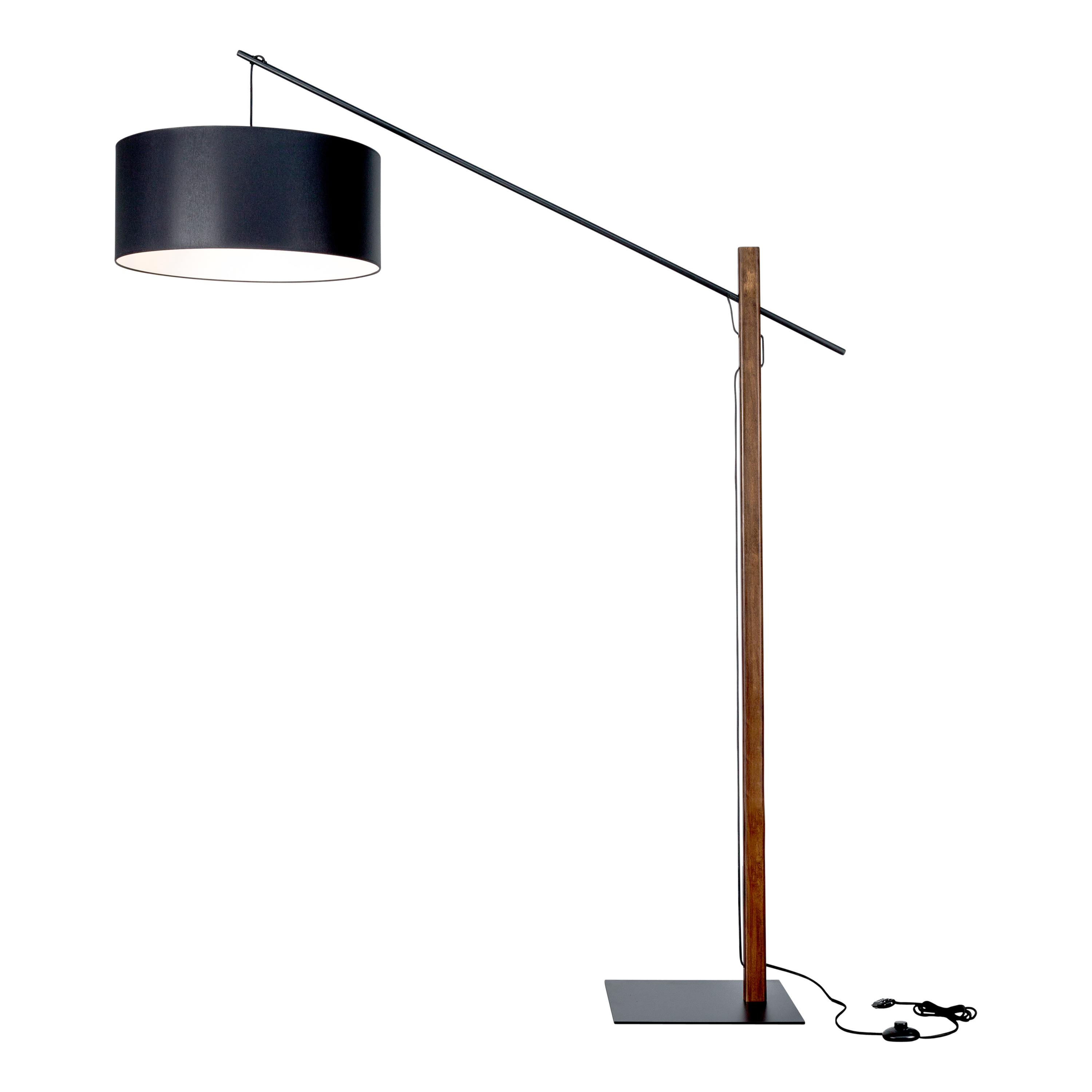 Levně BRITOP Stojací lampa CECILE, 1xE27, v. 160 cm Barva stínidla: Černá látka, Barva podstavy: Bukové dřevo