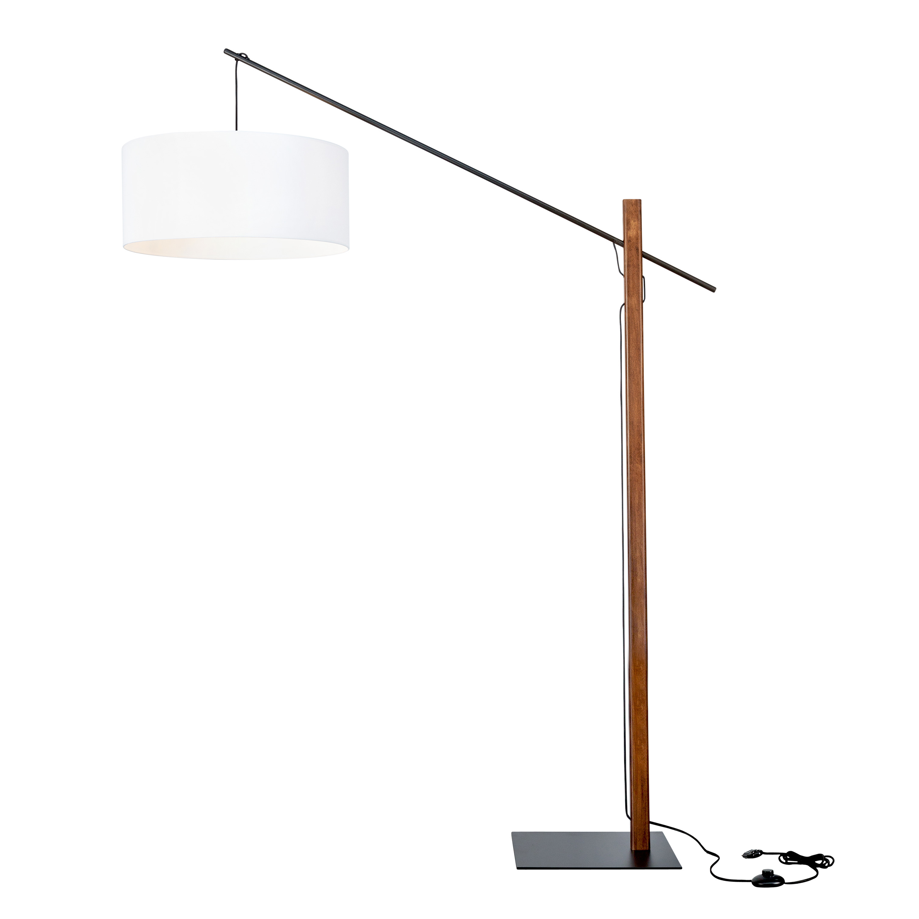Levně BRITOP Stojací lampa CECILE, 1xE27, v. 160 cm Barva stínidla: Bílá látka, Barva podstavy: Bukové dřevo