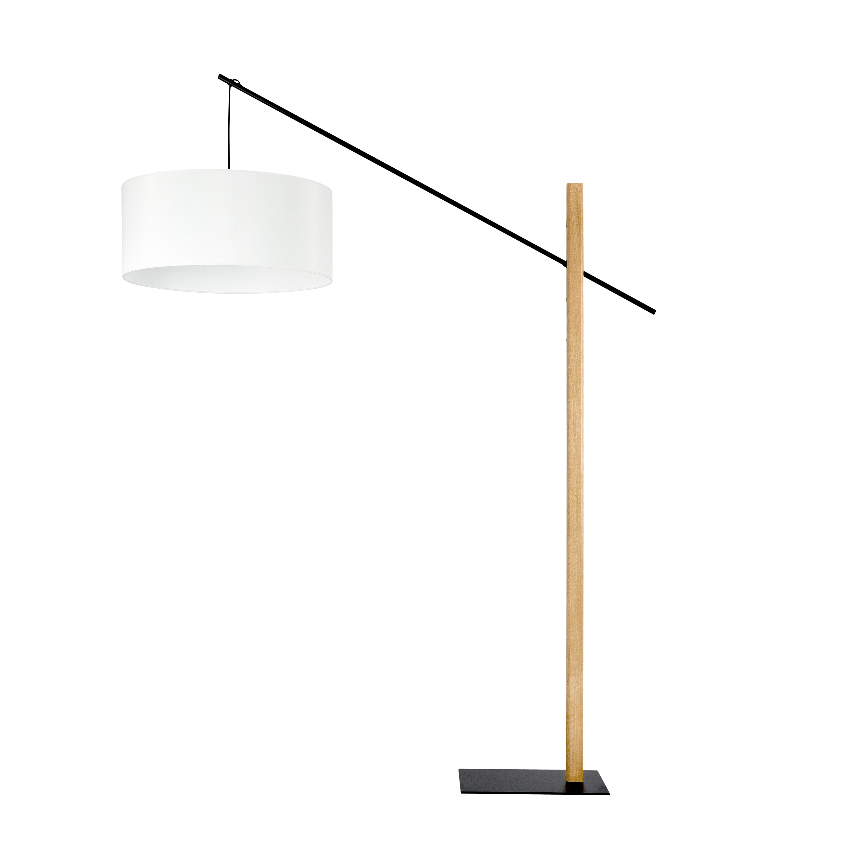 Levně BRITOP Stojací lampa CECILE, 1xE27, v. 160 cm Barva stínidla: Bílá látka, Barva podstavy: Dubové dřevo