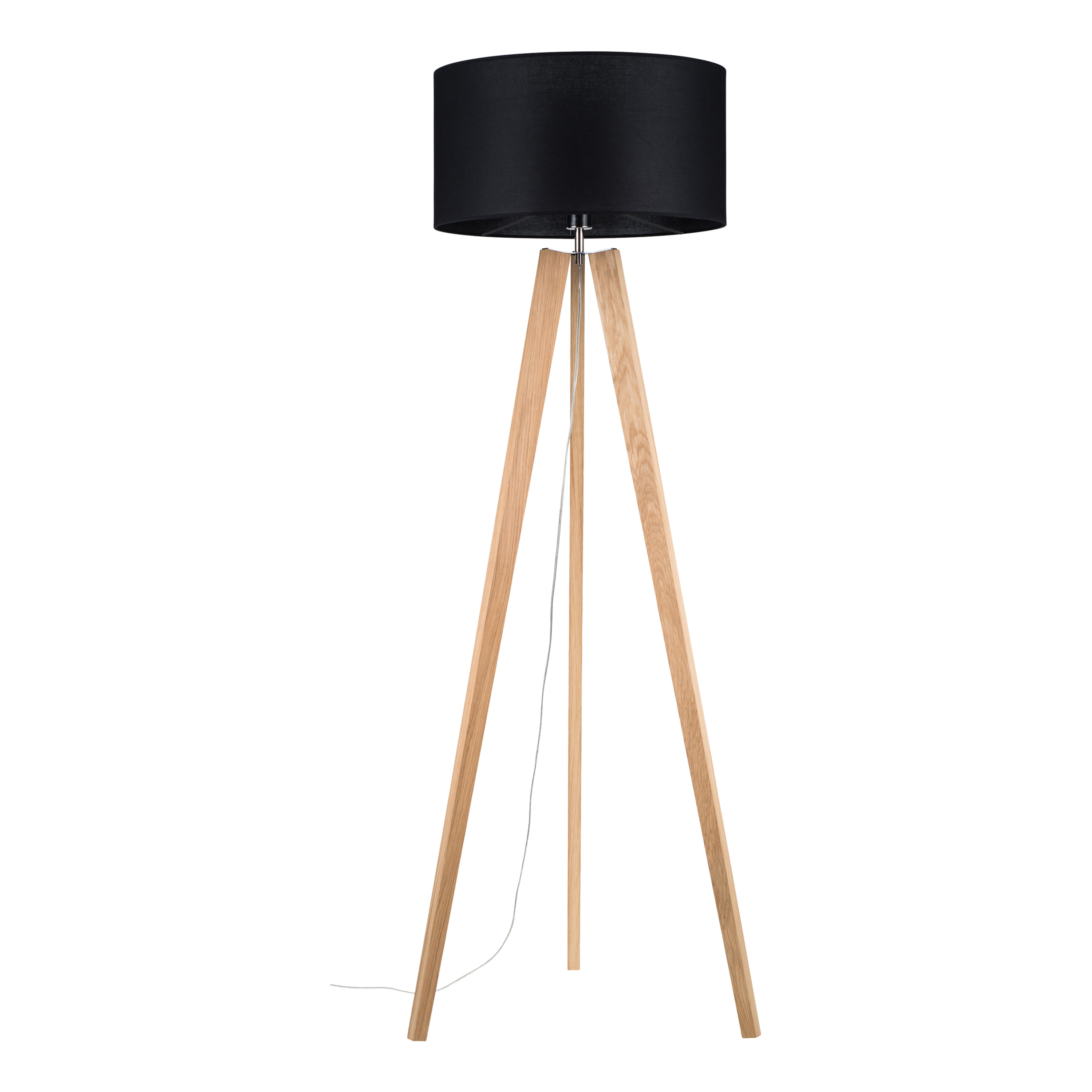 Levně BRITOP Stojací lampa LOTTA, 1xE27, v. 160 cm Barva stínidla: Černá látka, Barva podstavy: Dubové dřevo