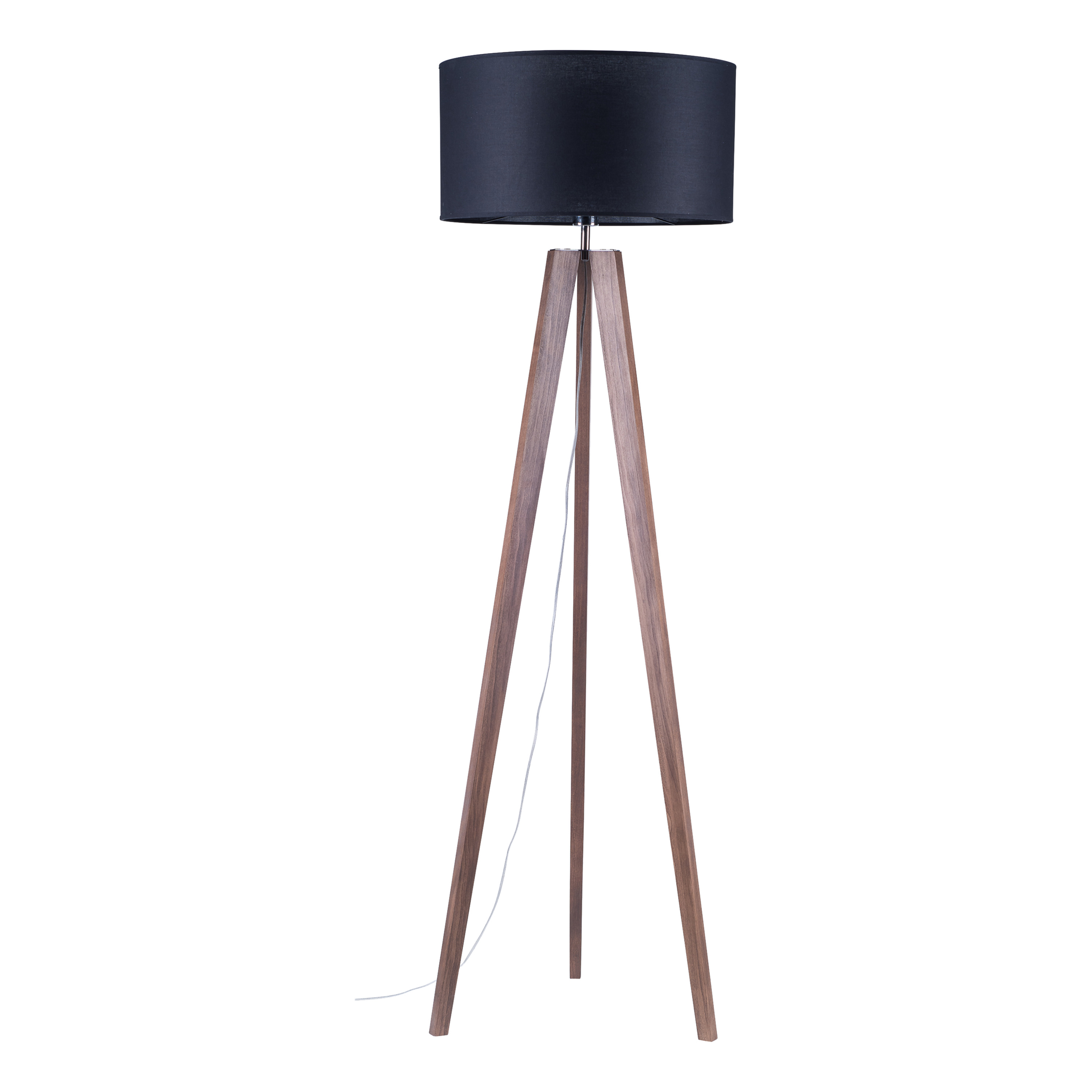 Levně BRITOP Stojací lampa LOTTA, 1xE27, v. 160 cm Barva stínidla: Černá látka, Barva podstavy: Bukové dřevo