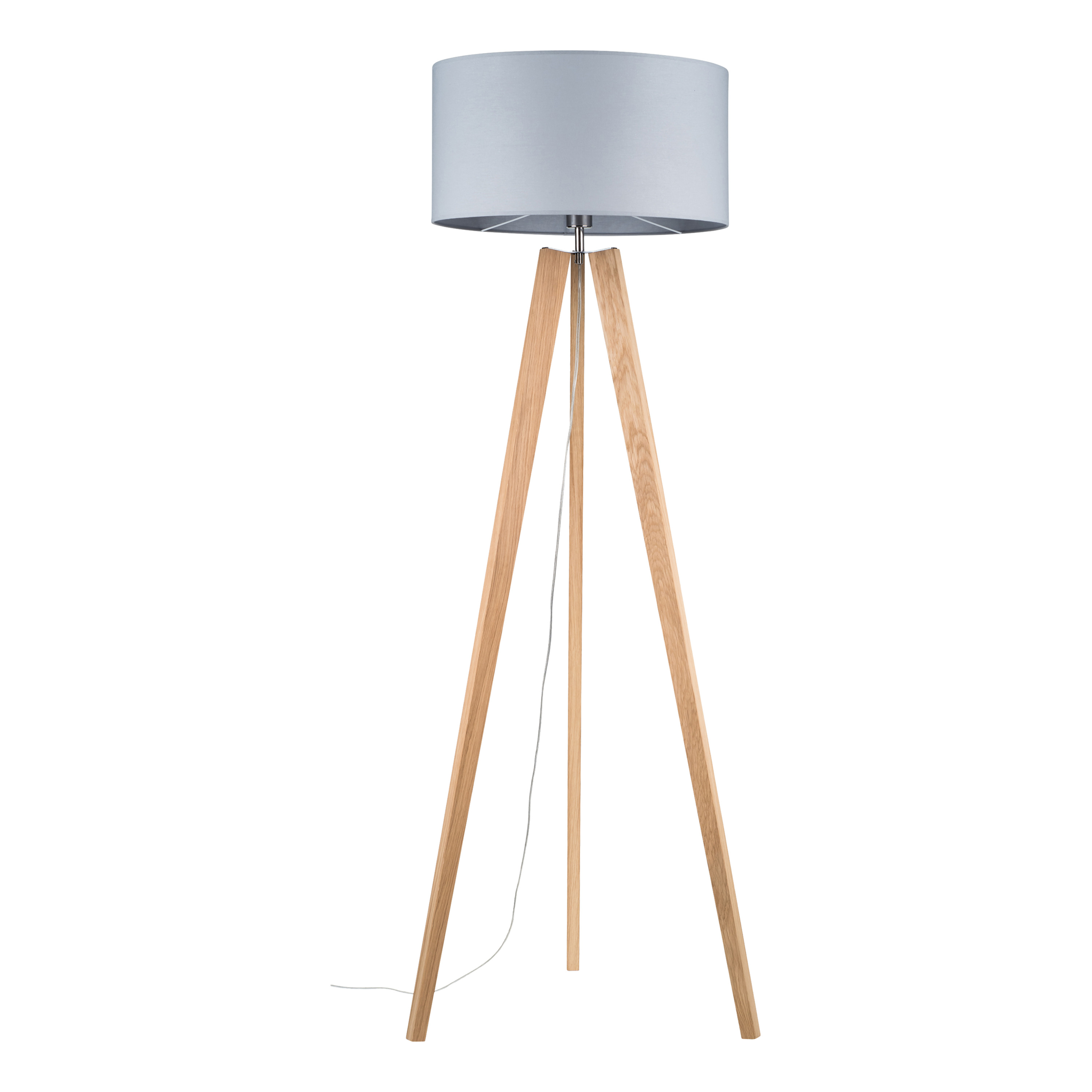 Levně BRITOP Stojací lampa LOTTA, 1xE27, v. 160 cm Barva stínidla: Šedá látka, Barva podstavy: Dubové dřevo