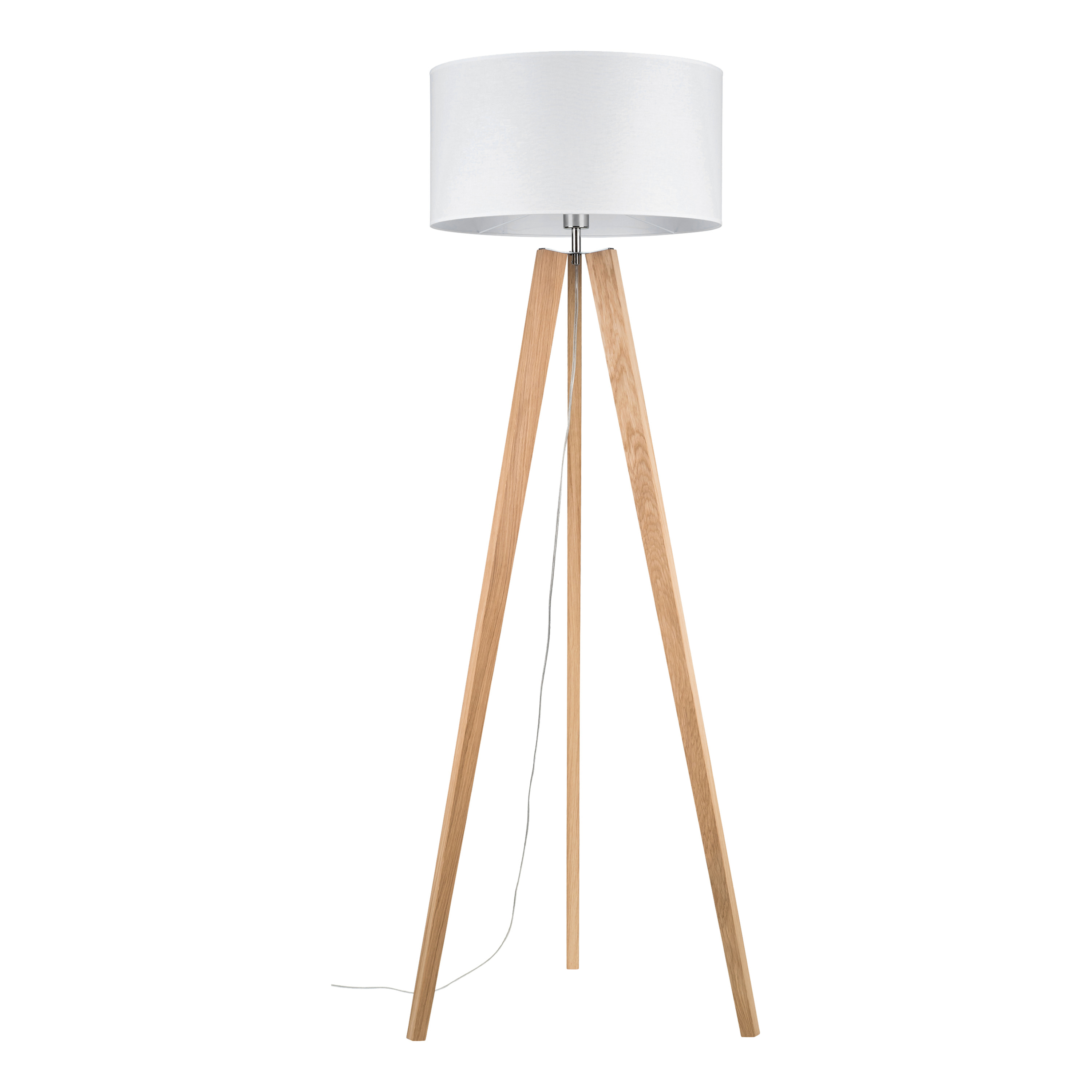 Levně BRITOP Stojací lampa LOTTA, 1xE27, v. 160 cm Barva stínidla: Bílá látka, Barva podstavy: Dubové dřevo