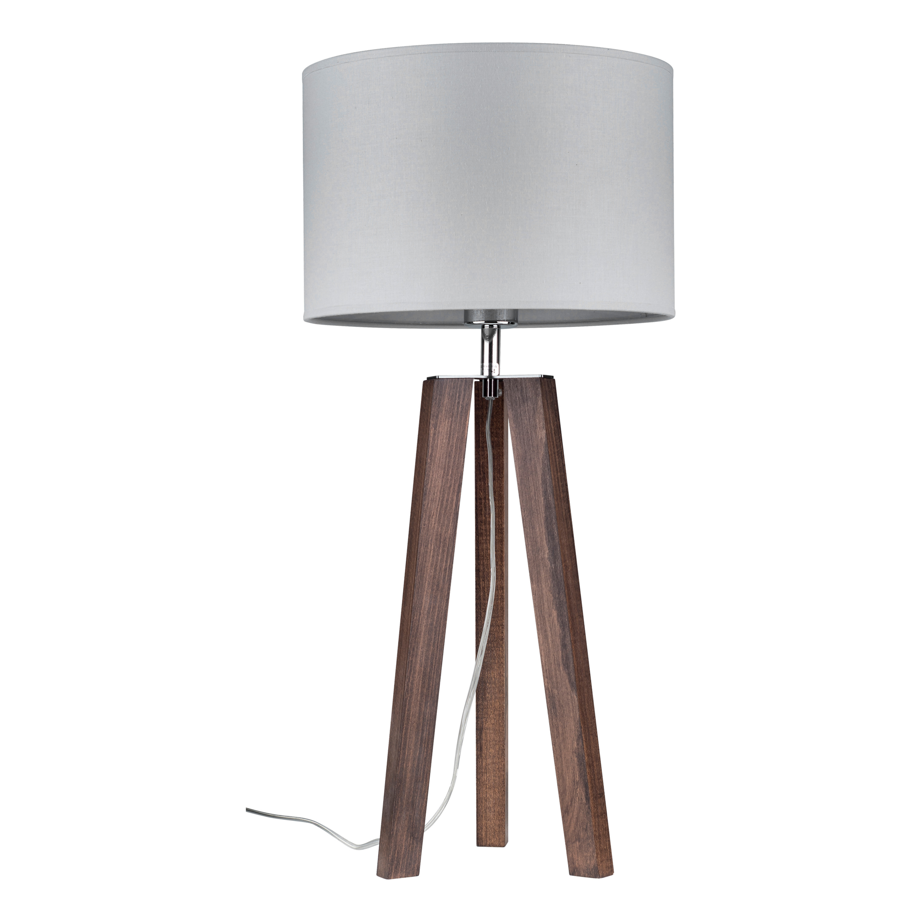 Levně BRITOP Stolní lampa LOTTA, 1xE27, v. 65 cm Barva stínidla: Šedá látka, Barva podstavy: Bukové dřevo