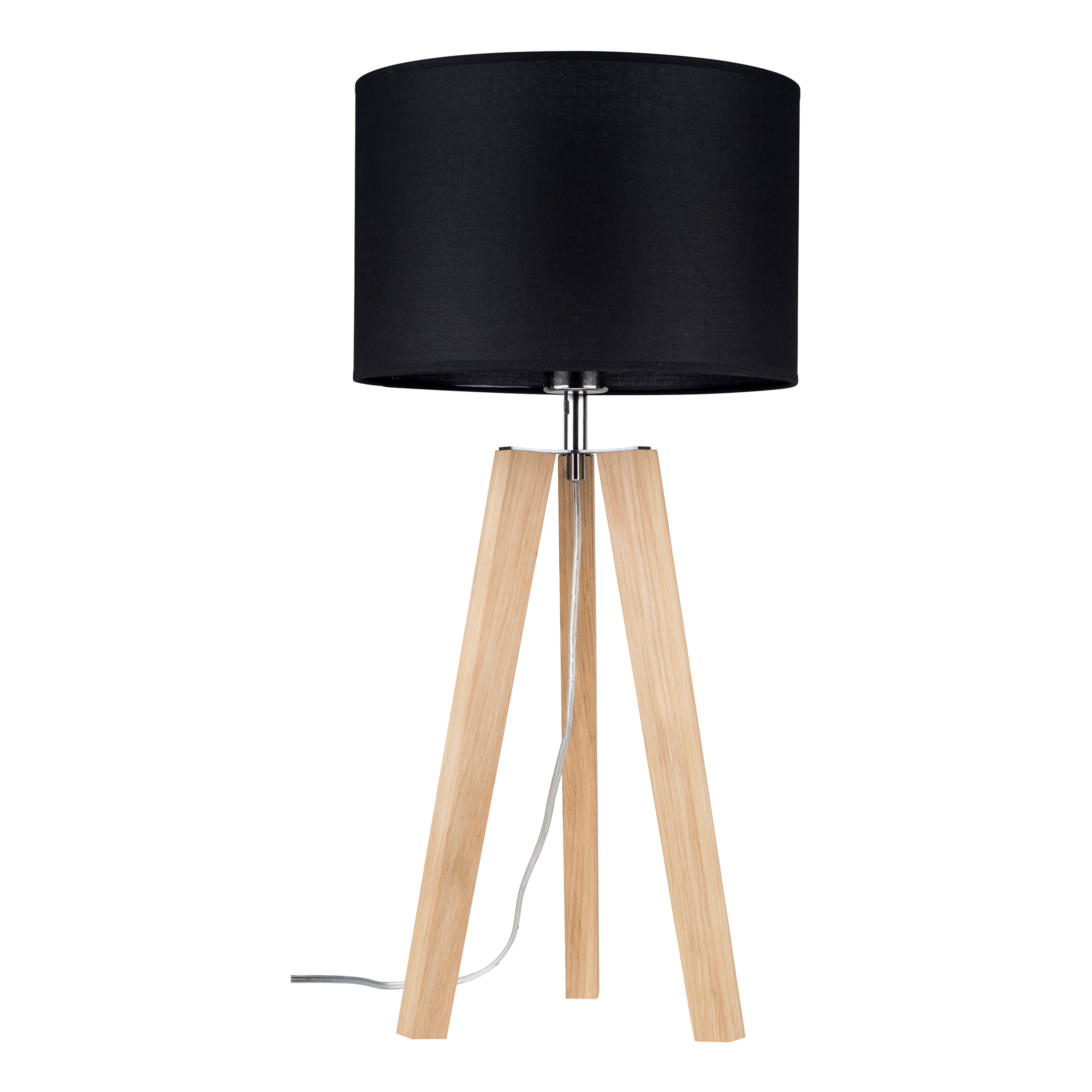 Levně BRITOP Stolní lampa LOTTA, 1xE27, v. 65 cm Barva stínidla: Černá látka, Barva podstavy: Dubové dřevo