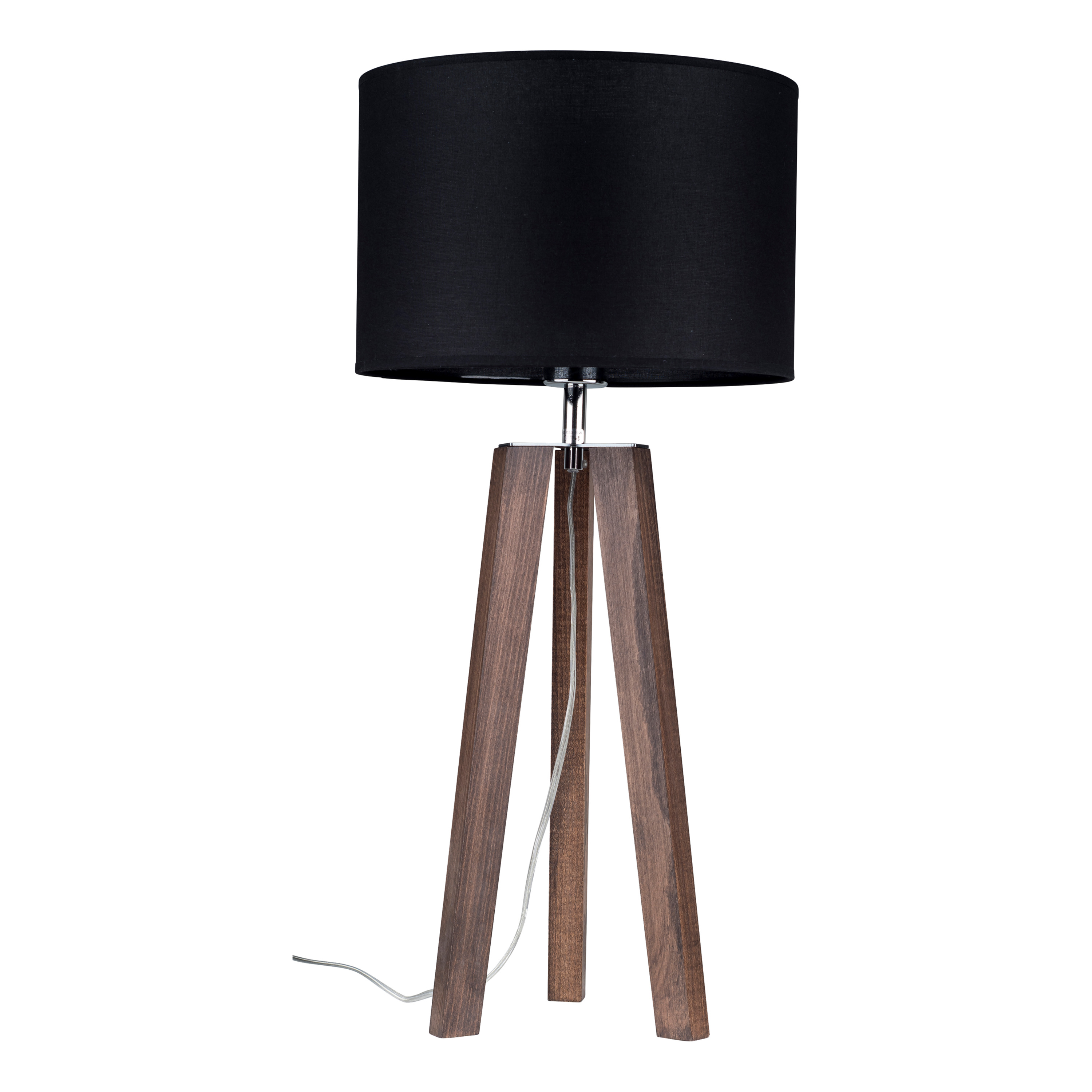 Levně BRITOP Stolní lampa LOTTA, 1xE27, v. 65 cm Barva stínidla: Černá látka, Barva podstavy: Bukové dřevo