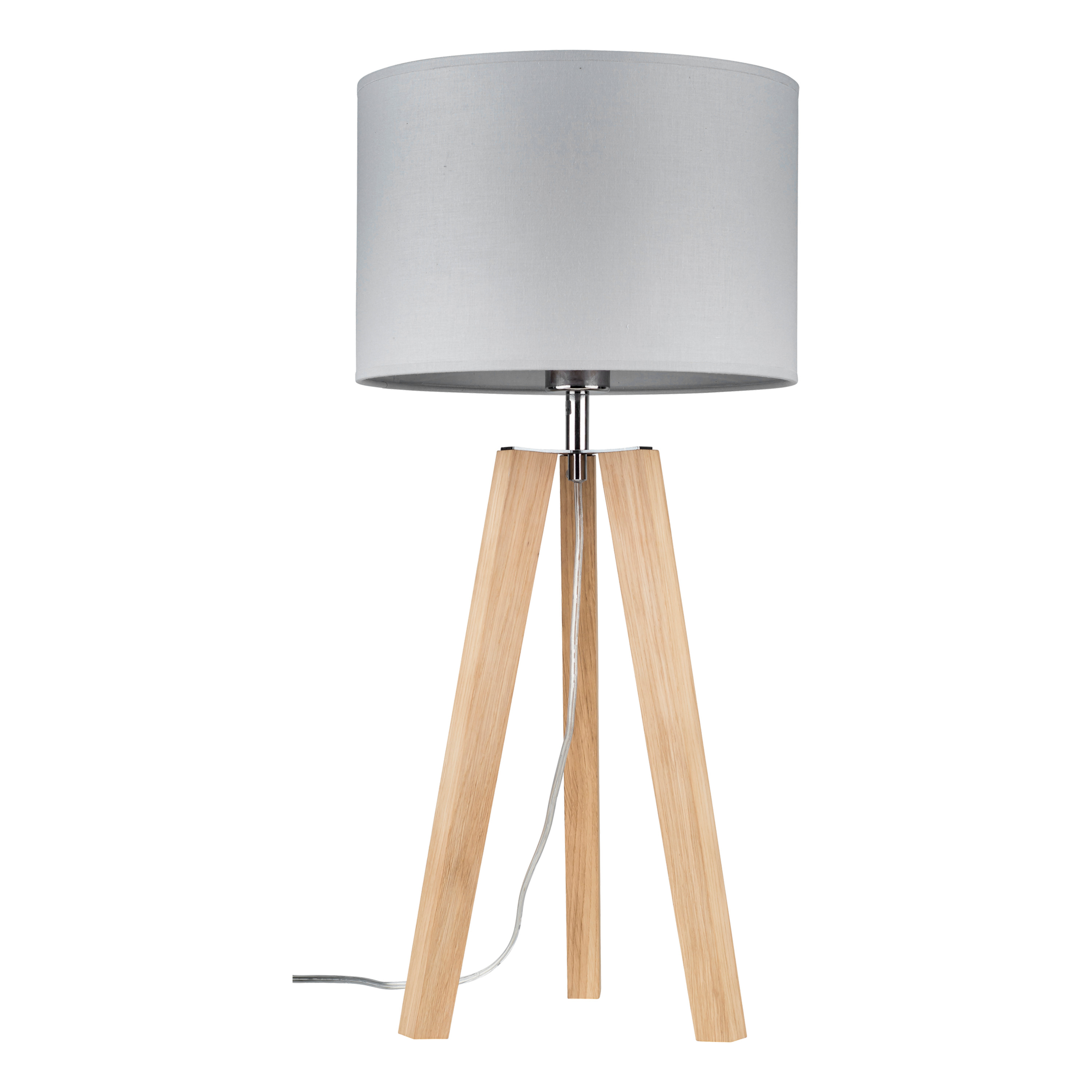 Levně BRITOP Stolní lampa LOTTA, 1xE27, v. 65 cm Barva stínidla: Šedá látka, Barva podstavy: Dubové dřevo