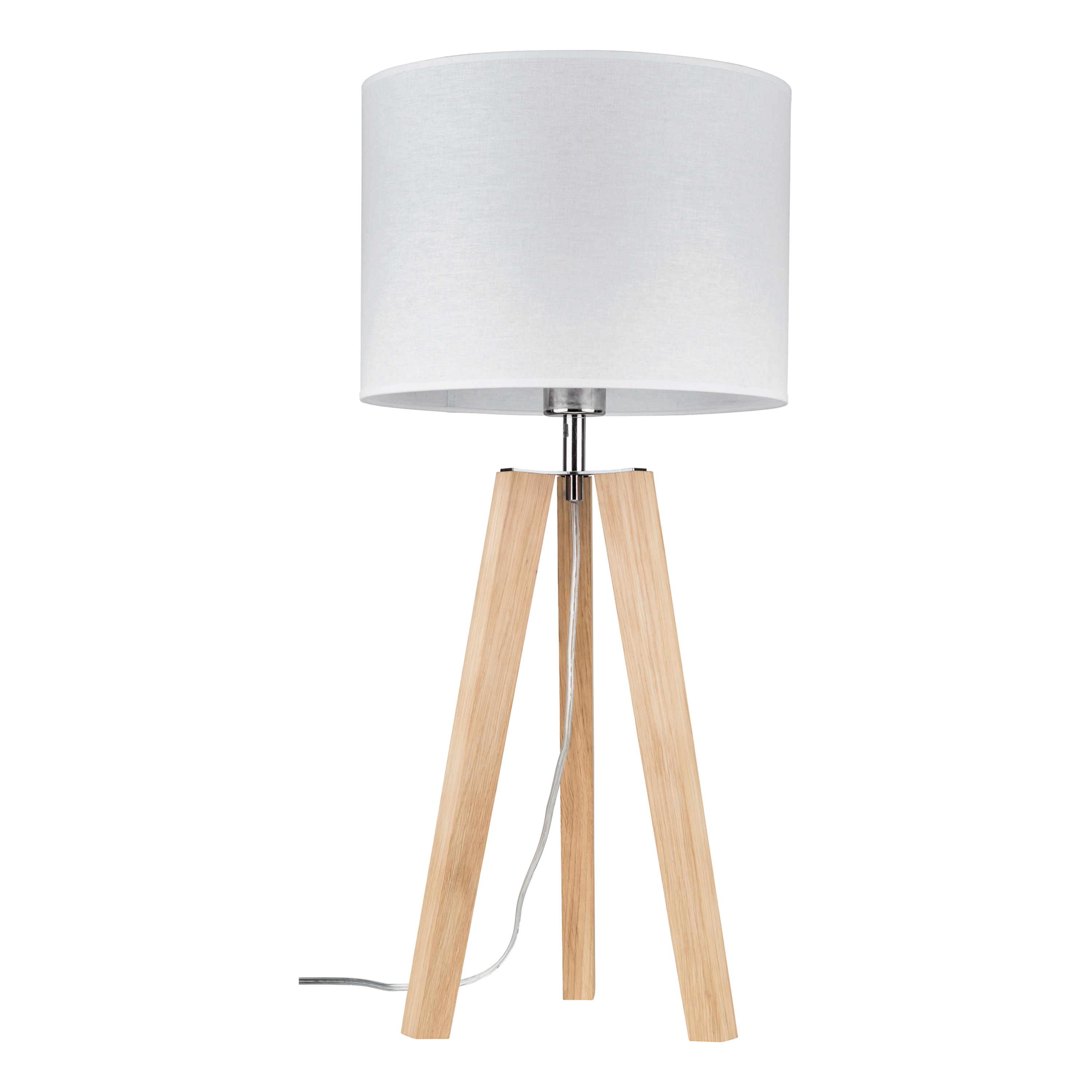 Levně BRITOP Stolní lampa LOTTA, 1xE27, v. 65 cm Barva stínidla: Bílá látka, Barva podstavy: Dubové dřevo