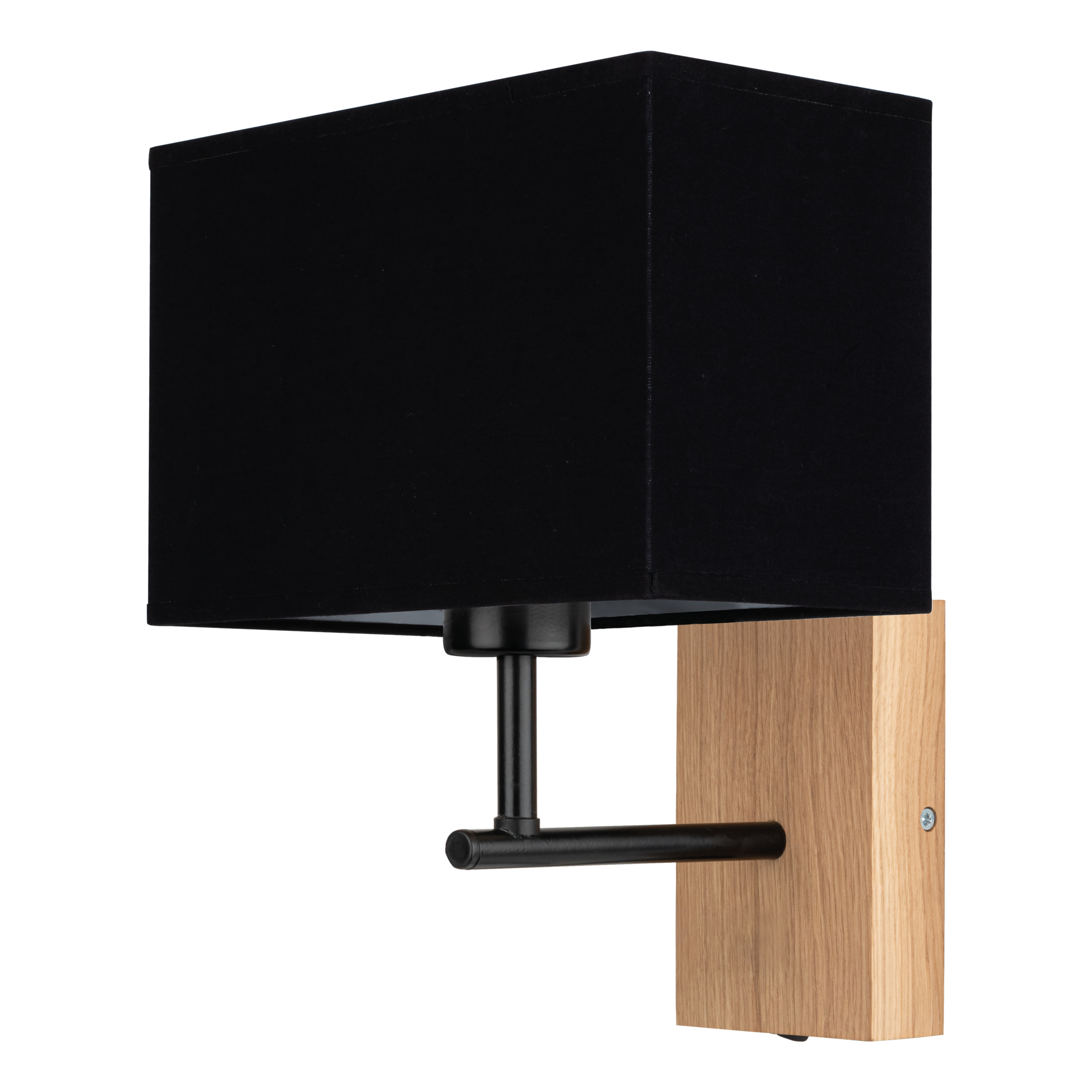 Levně BRITOP Nástěnné svítidlo BOHO SONAR, 1xE27, š. 22 cm Barva stínidla: Černá látka, Barva podstavy: Dubové dřevo