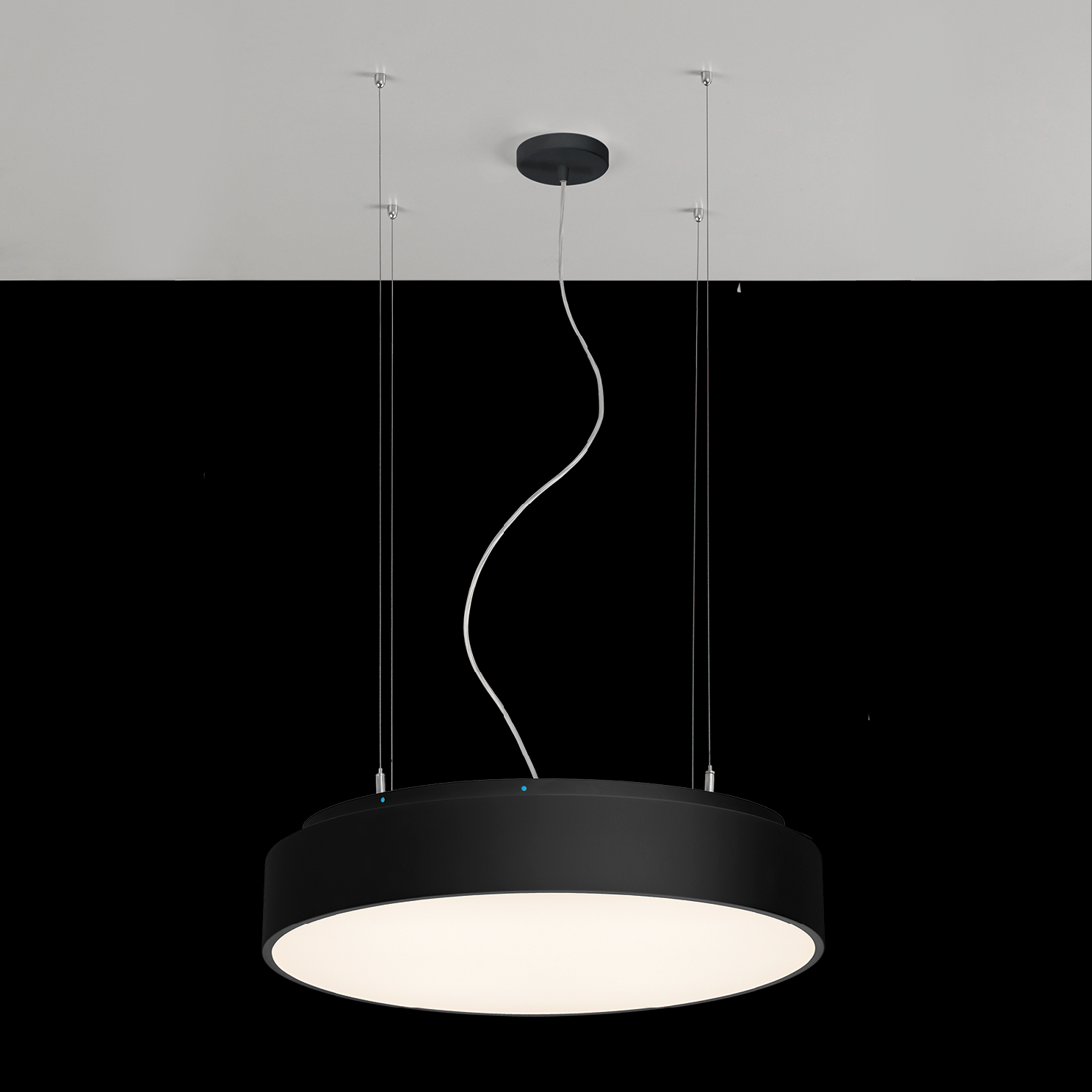 ACB Iluminacion Závěsné LED svítidlo s čističkou vzduchu ISIA,  ⌀ 60 cm, CRI90, CCT switch 3000-4000K, dálkový ovladač Barva: Černá
