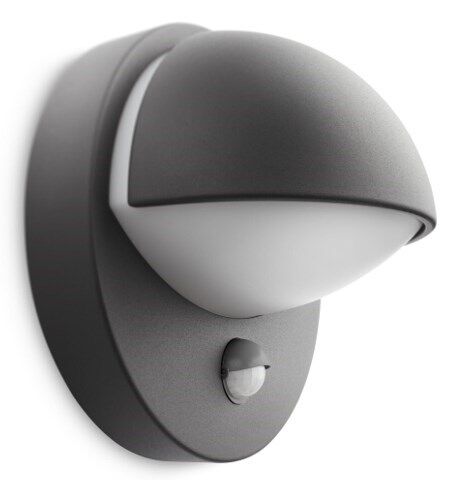 Venkovní nástěnné svítidlo Philips JUNE 1xE27, IP44 s čidlem Barva: Antracit