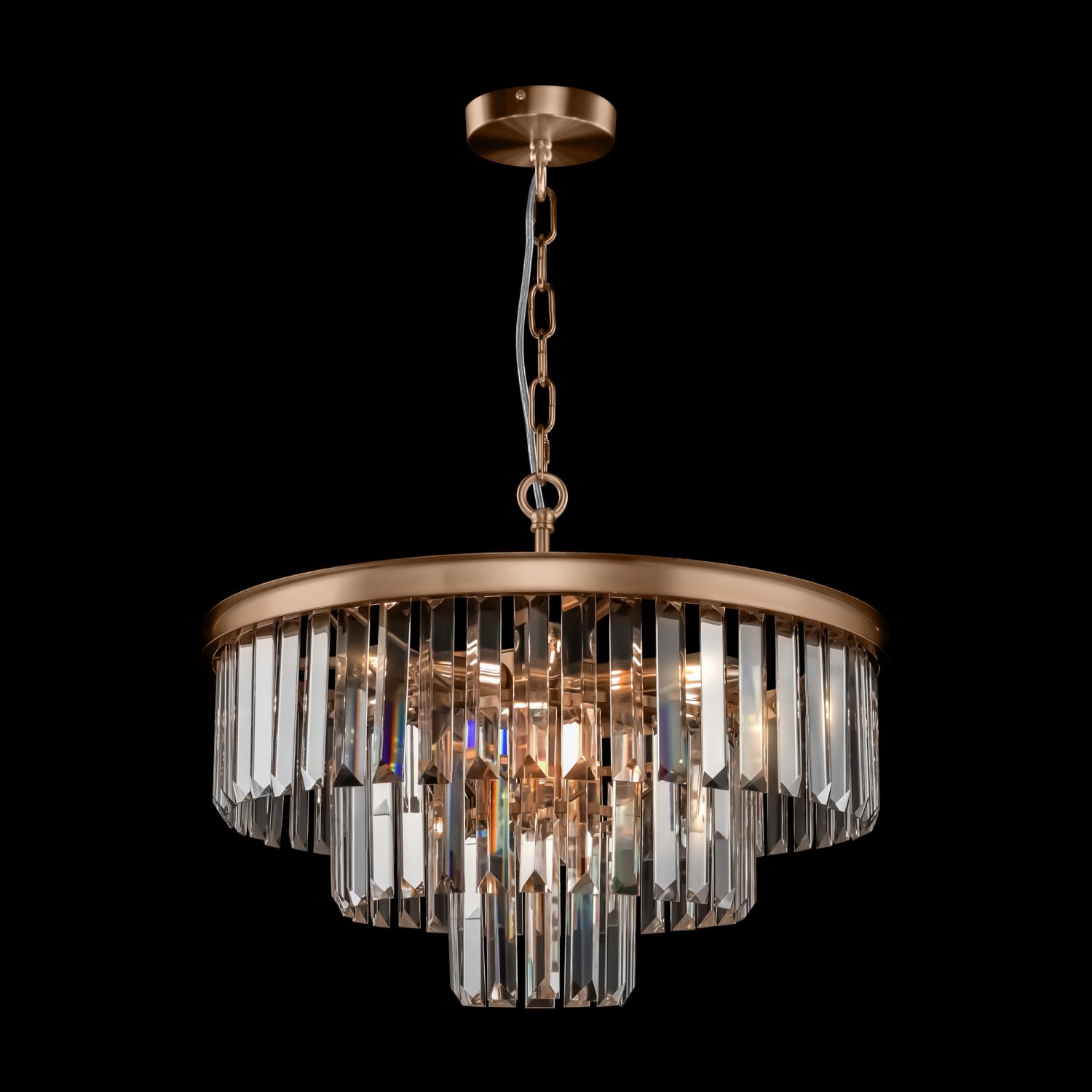 Maytoni Závěsné LED křišťálové svítidlo REVERO, Ø 50 cm, 7xE14, Barva: Mosaz