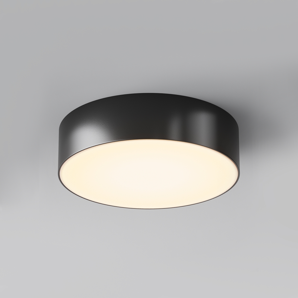 Maytoni Venkovní stropní LED svítidlo ZON, 24W, ⌀ 22 cm, 3000K, IP65 Barva: Černá
