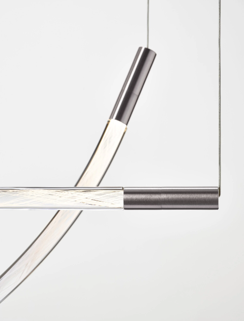 Bomma Luxusní závěsné svítidlo Flare B s baldachýnem Stmívání, řízení: TRIAC, Povrch Montury: kartáčovaná stříbrná