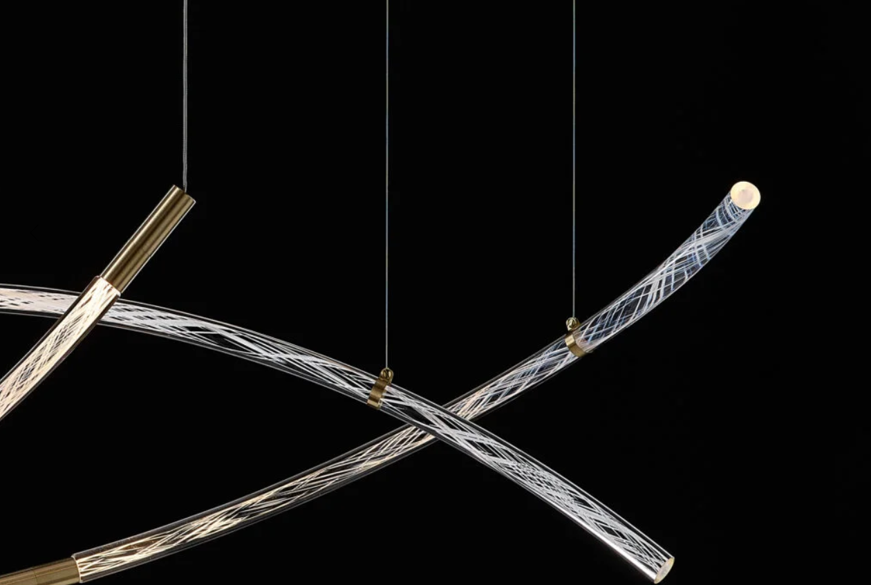 Bomma Luxusní závěsné svítidlo Flare B s baldachýnem Stmívání, řízení: DALI, Povrch Montury: Kartáčovaná zlatá