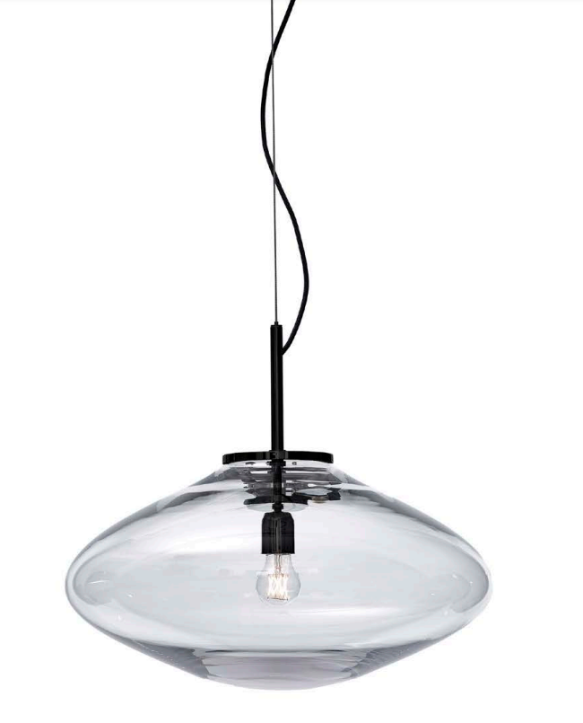 Bomma Luxusní závěsné svítidlo Disc ⌀ 55 cm Barva skla: Čírá, Barva montury: Černá