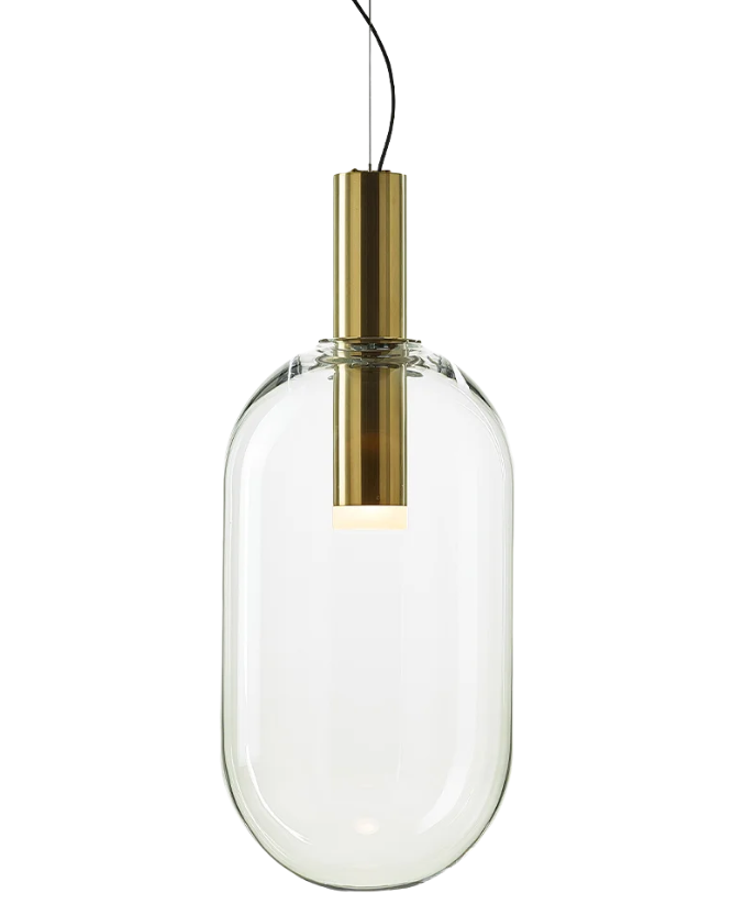 Luxusní závěsné svítidlo Bomma Phenomena, capsule Barva skla: Čirá, Barva montury: Zlatá