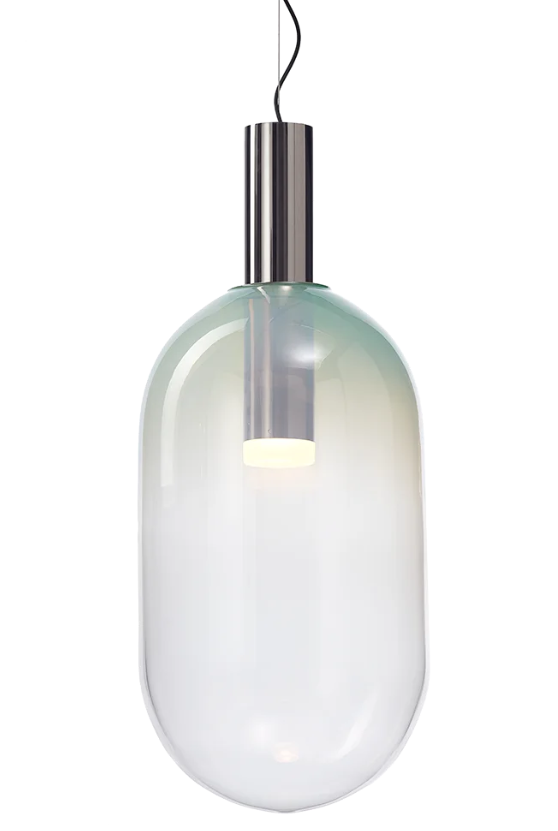 Luxusní závěsné svítidlo Bomma Phenomena, capsule Barva skla: Mint, Barva montury: Stříbrná