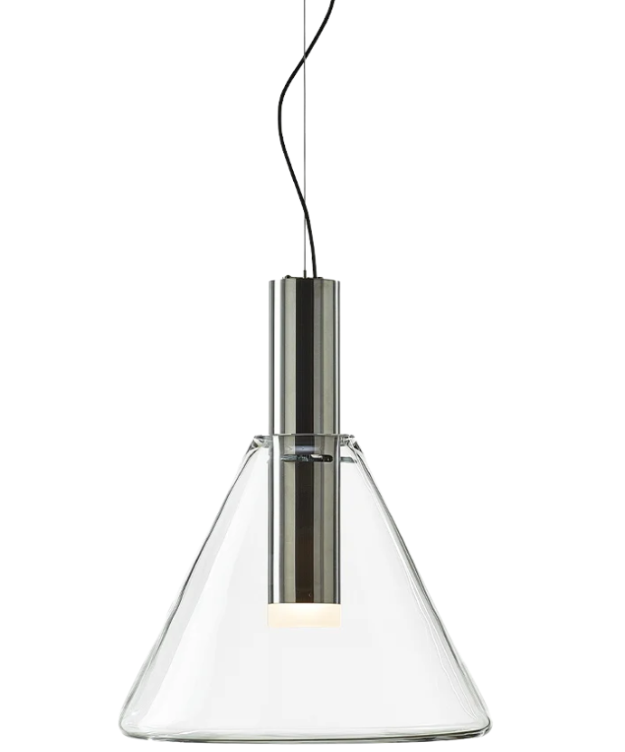 Luxusní závěsné svítidlo Bomma Phenomena, cone Barva skla: Čirá, Barva montury: Stříbrná