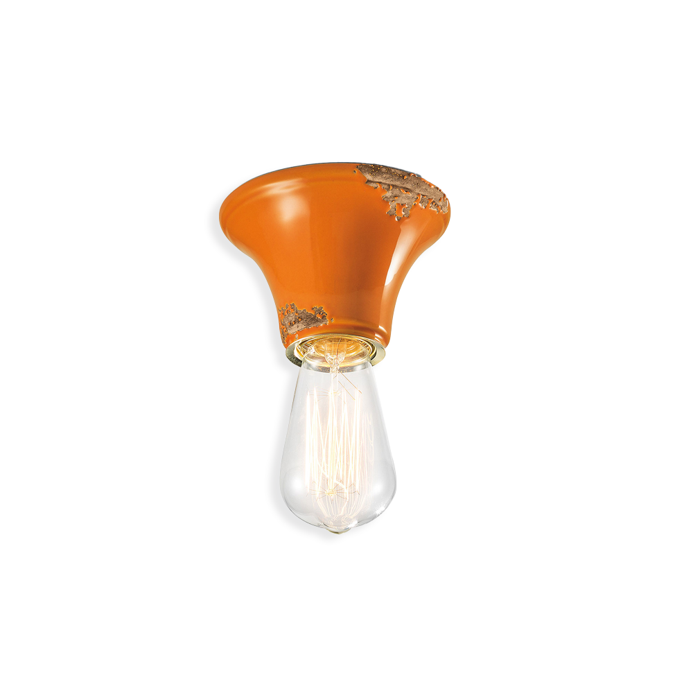 Levně Ferroluce Stropní retro svítidlo VINTAGE, Ø 12,5 cm, 1xE27 Barva: Oranžová