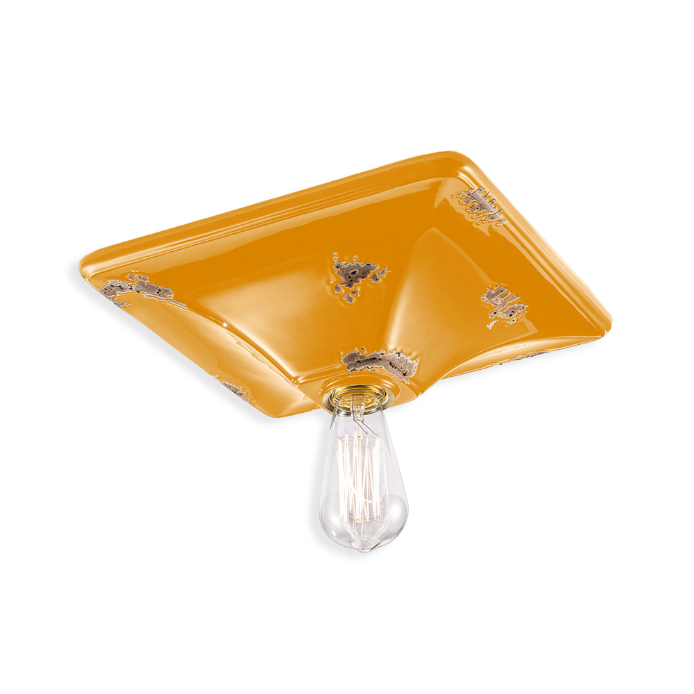 Levně Ferroluce Stropní retro svítidlo VINTAGE, š.31cm, 1xE27 Barva: Žlutá