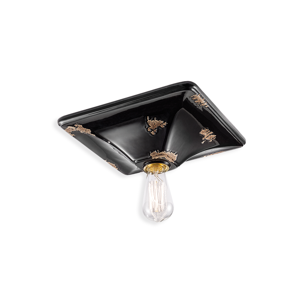 Levně Ferroluce Stropní retro svítidlo VINTAGE, š.31cm, 1xE27 Barva: Černá
