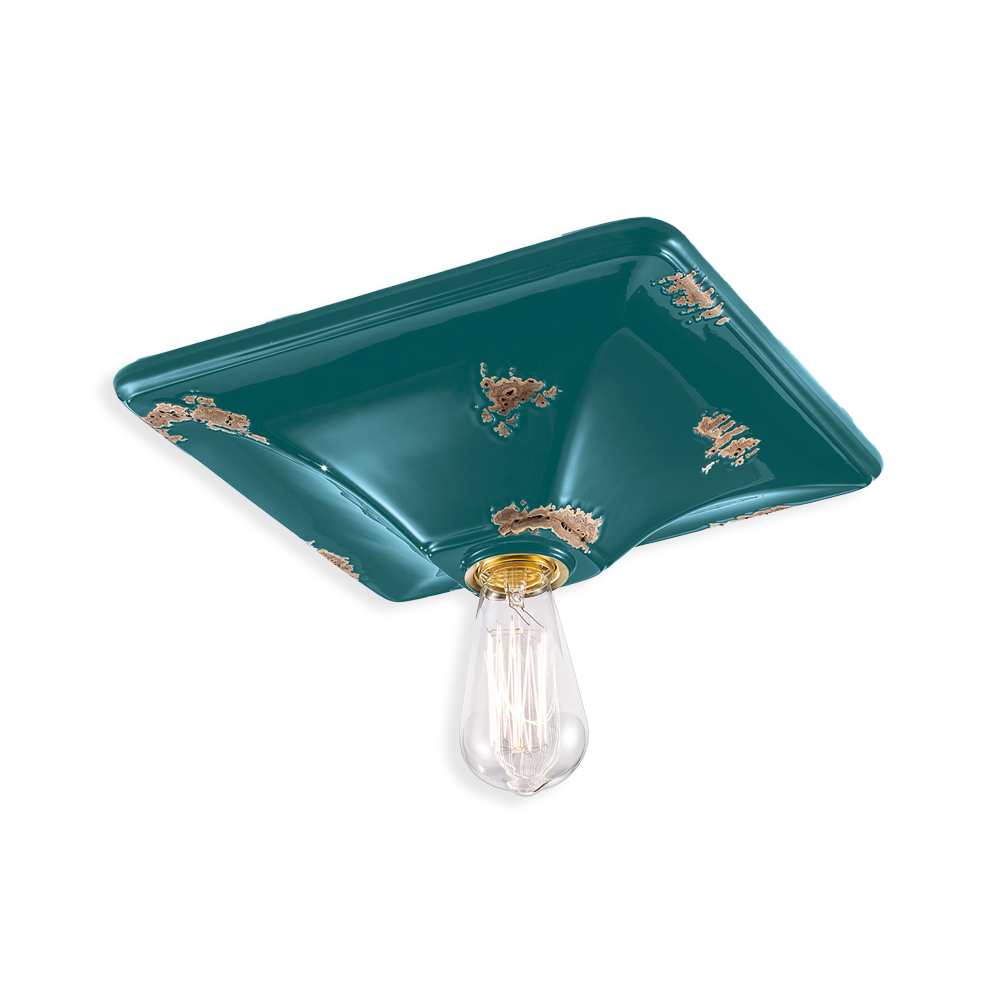 Levně Ferroluce Stropní retro svítidlo VINTAGE, š.31cm, 1xE27 Barva: Olivová zelená