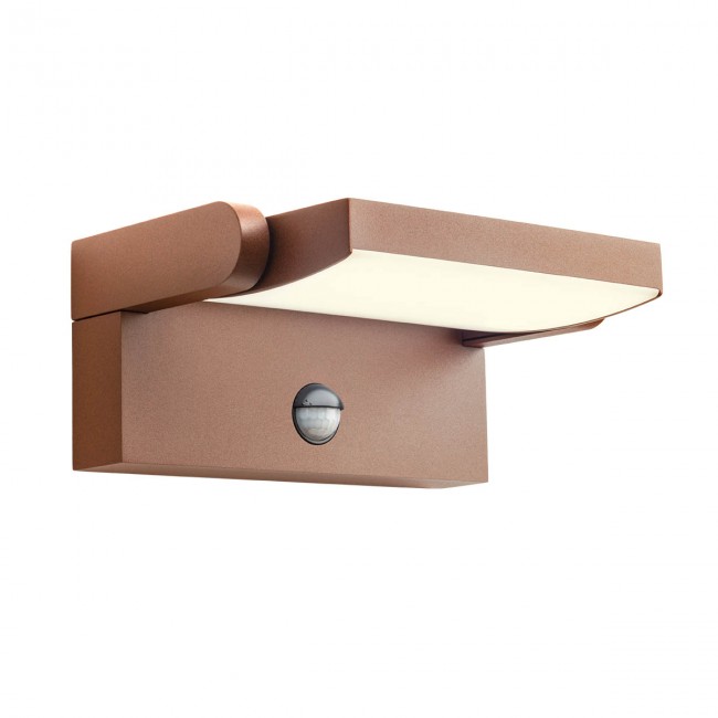 Redo Moderní venkovní nástěnné LED svítidlo FLIP s pohybovým senzorem, IP54, š.21,2cm Barva: Rezavá