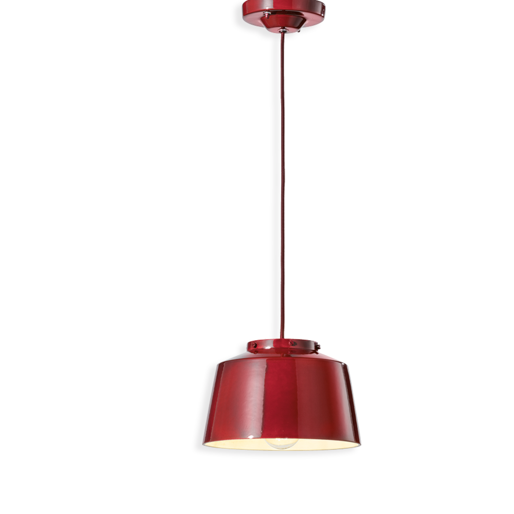 Levně Ferroluce Závěsné vintage svítidlo 50's, Ø 23 cm, 1xE27 Barva: Rudá červená
