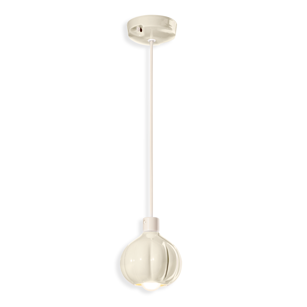 Levně Ferroluce Závěsné vintage svítidlo AFOXE', ∅ 13 cm, 1xE14 Barva: Krémová bílá