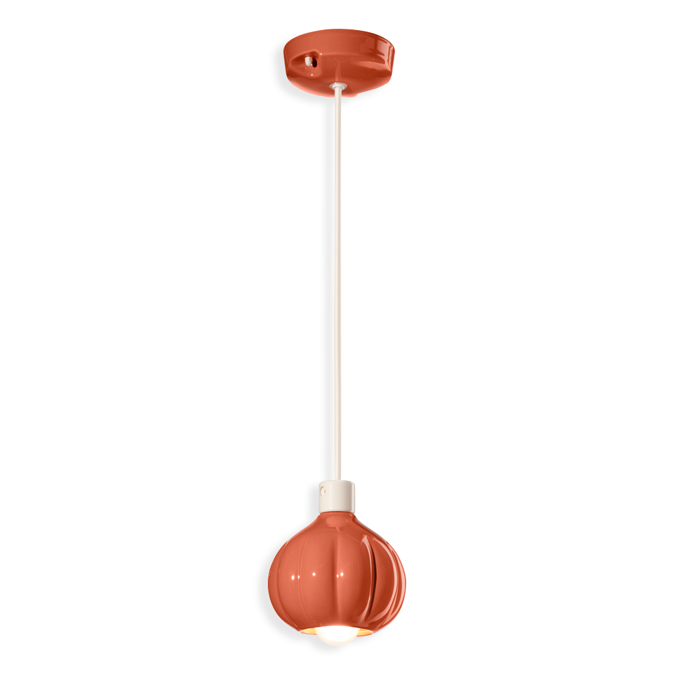 Levně Ferroluce Závěsné vintage svítidlo AFOXE', ∅ 13 cm, 1xE14 Barva: Oranžová
