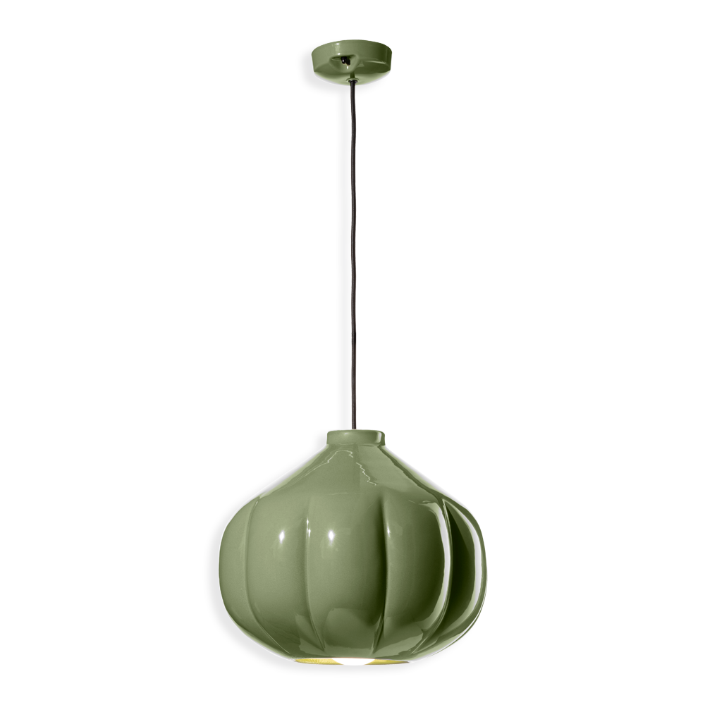 Levně Ferroluce Závěsné vintage svítidlo AFOXE', ∅ 34 cm, 1xE27 Barva: Zelená