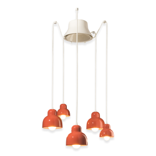 Levně Ferroluce Závěsné vintage svítidlo BERIMBAU, ∅ 22 cm, 2xE14 a 3xE27 Barva: Oranžová