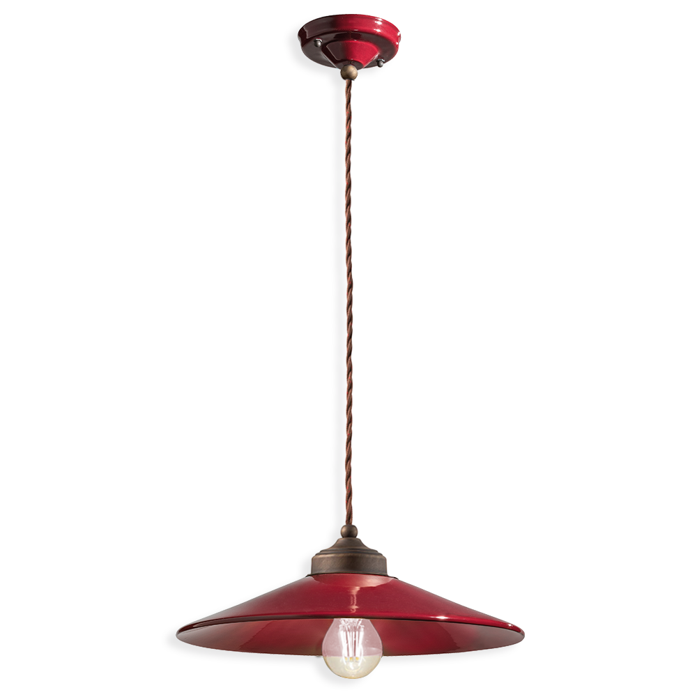 Ferroluce Závěsné retro svítidlo COLORS, Ø 35 cm, 1xE27 Barva: Rudá červená