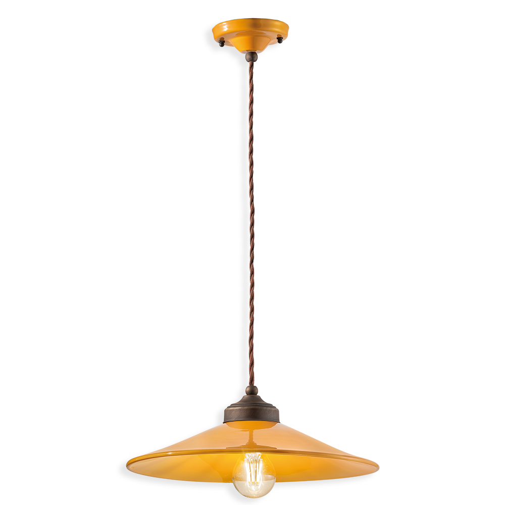 Ferroluce Závěsné retro svítidlo COLORS, Ø 35 cm, 1xE27 Barva: Žlutá
